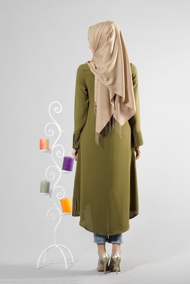 Tesettür giyim  T 287 Hewes Line Pilise Detaylı Tunik - TRENDTESETTÜR