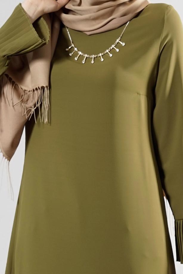 Tesettür giyim  T 287 Hewes Line Pilise Detaylı Tunik - TRENDTESETTÜR