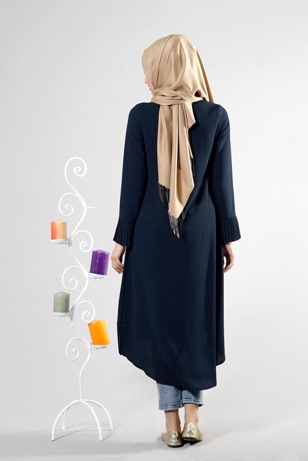 Tesettür giyim  T 287 Hewes Line Pilise Detaylı Tunik - TRENDTESETTÜR