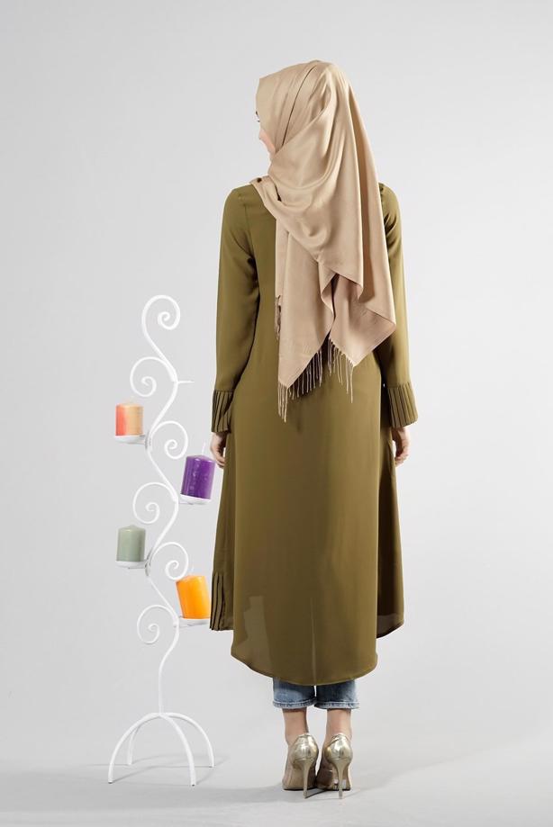 Tesettür giyim  T 287 Hewes Line Pilise Detaylı Tunik - TRENDTESETTÜR