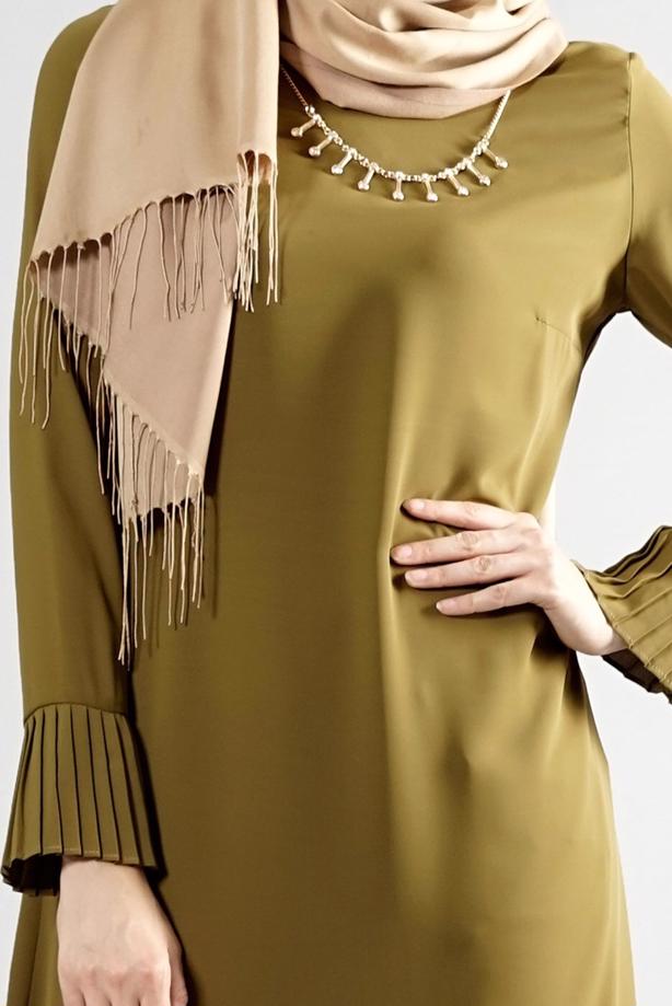 Tesettür giyim  T 287 Hewes Line Pilise Detaylı Tunik - TRENDTESETTÜR