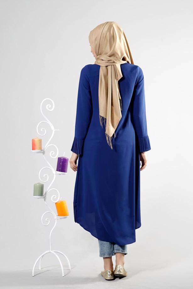Tesettür giyim  T 287 Hewes Line Pilise Detaylı Tunik - TRENDTESETTÜR