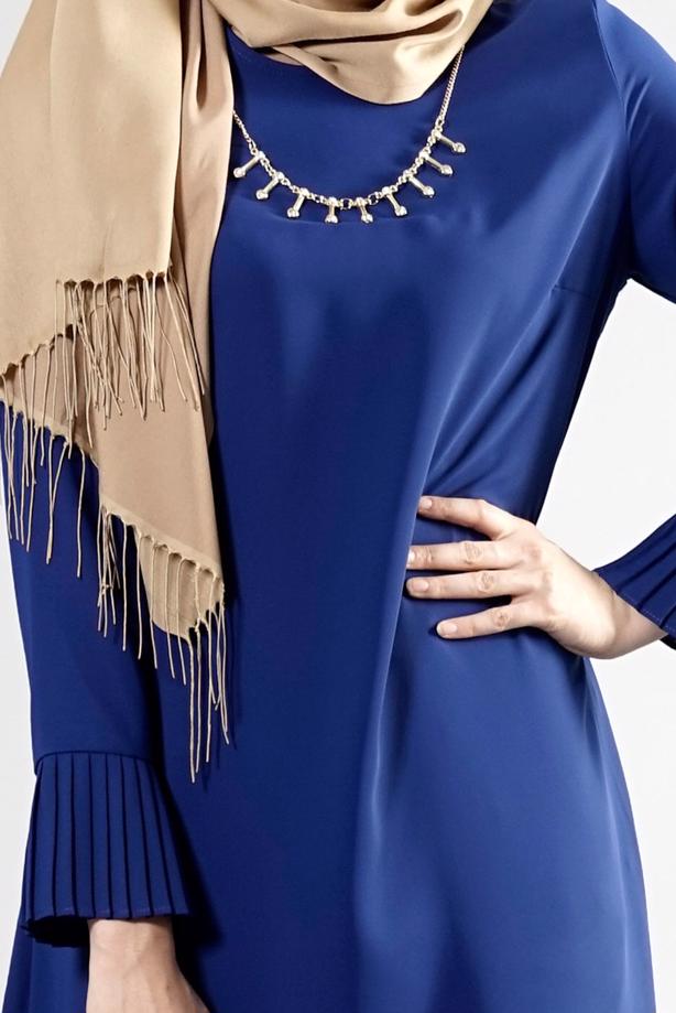 Tesettür giyim  T 287 Hewes Line Pilise Detaylı Tunik - TRENDTESETTÜR