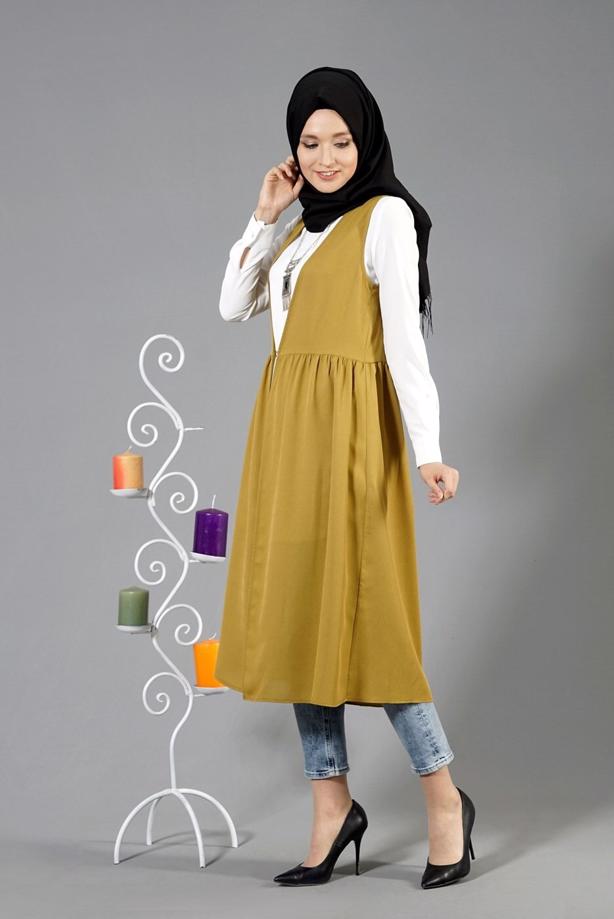 Tesettür giyim  T 310 Hewes Line Klipsli Yelek - TRENDTESETTÜR