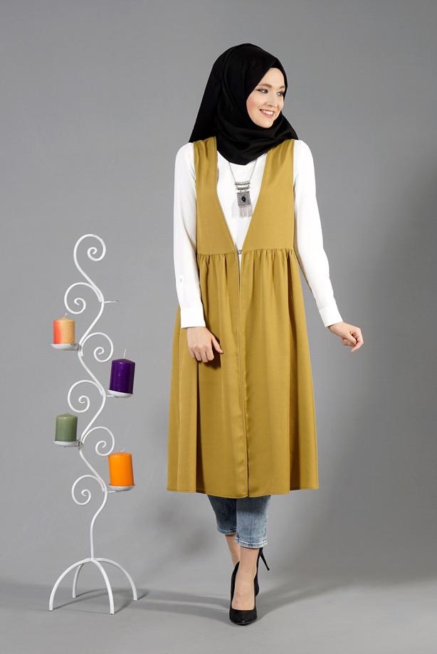 Tesettür giyim  T 310 Hewes Line Klipsli Yelek - TRENDTESETTÜR