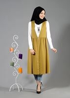 Tesettür giyim TURUNCU T 310 Hewes Line Klipsli Yelek