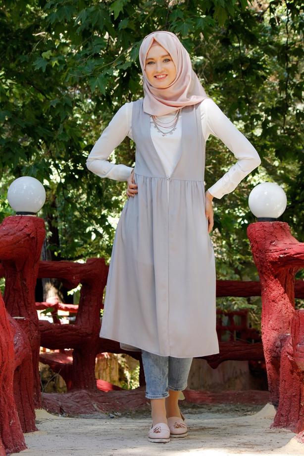 Tesettür giyim  T 310 Hewes Line Klipsli Yelek - TRENDTESETTÜR