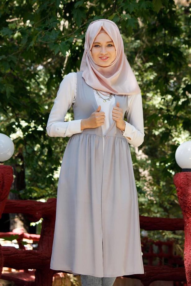 Tesettür giyim  T 310 Hewes Line Klipsli Yelek - TRENDTESETTÜR