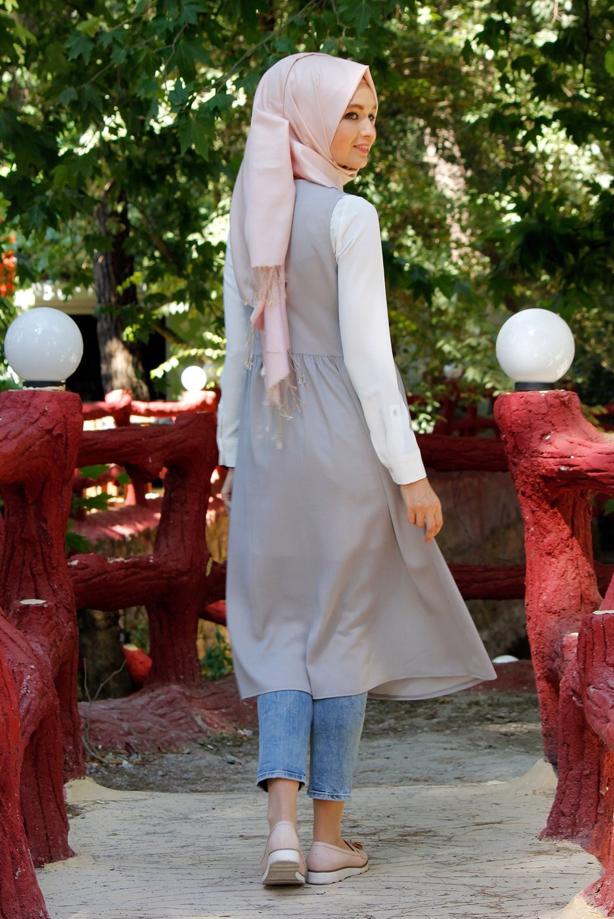 Tesettür giyim  T 310 Hewes Line Klipsli Yelek - TRENDTESETTÜR