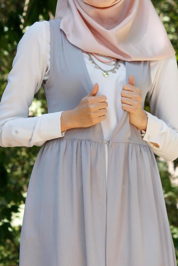 Tesettür giyim  T 310 Hewes Line Klipsli Yelek - TRENDTESETTÜR