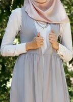 Tesettür giyim GRİ T 310 Hewes Line Klipsli Yelek