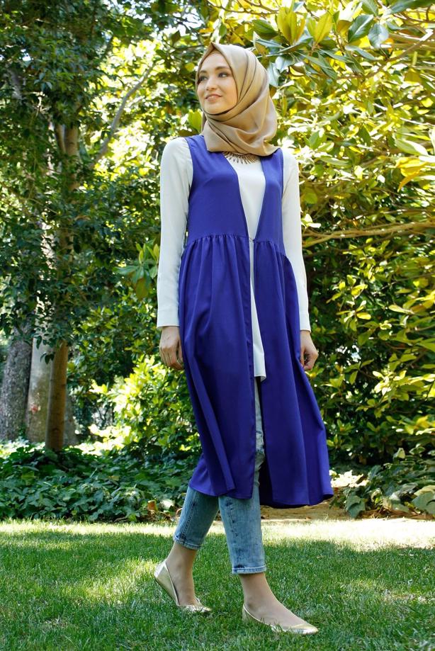 Tesettür giyim  T 310 Hewes Line Klipsli Yelek - TRENDTESETTÜR