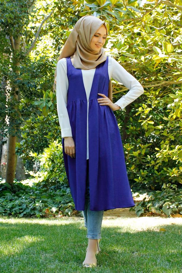 Tesettür giyim  T 310 Hewes Line Klipsli Yelek - TRENDTESETTÜR