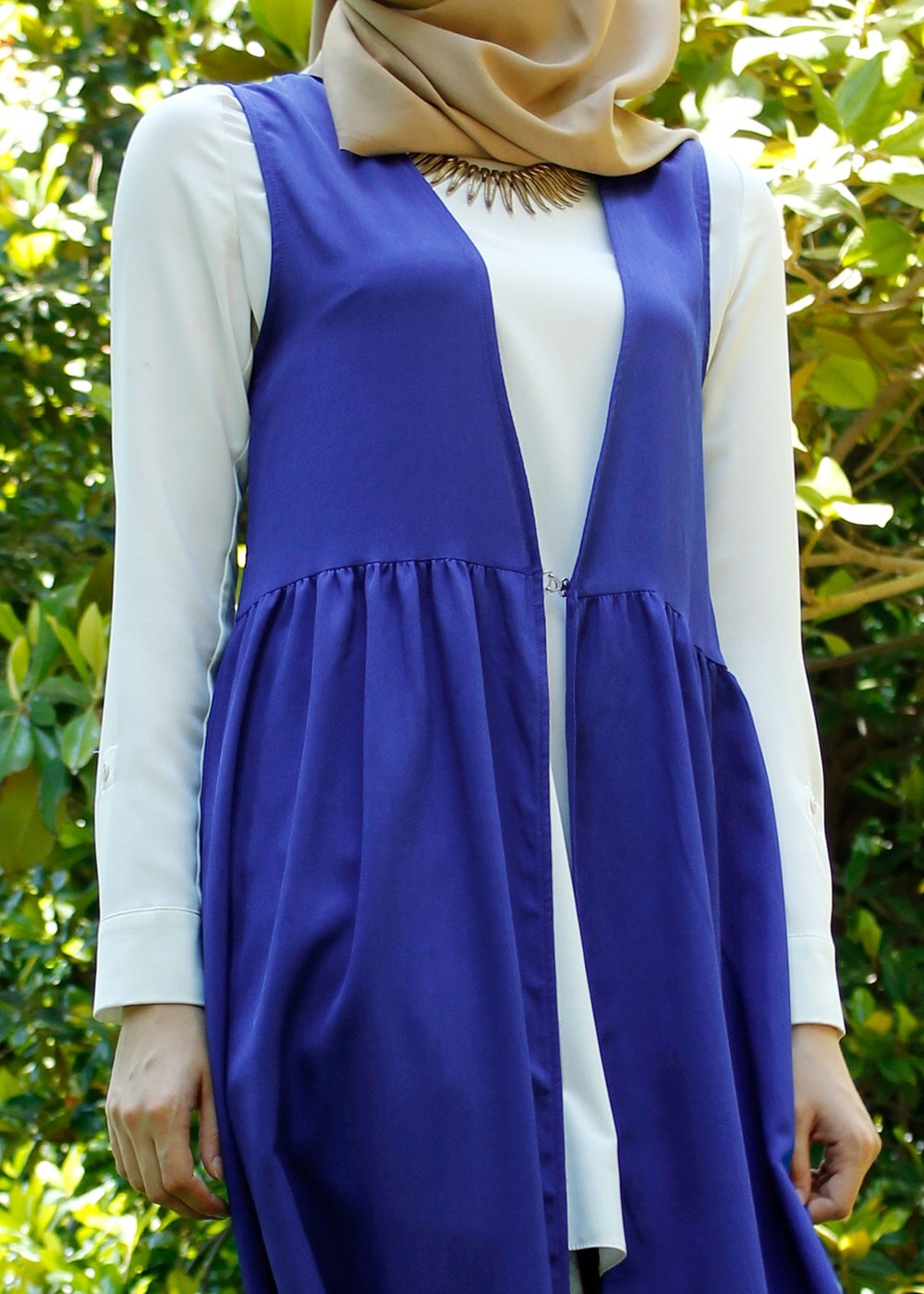 Tesettür giyim LACİVERT T 310 Hewes Line Klipsli Yelek