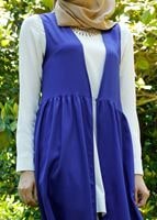 Tesettür giyim LACİVERT T 310 Hewes Line Klipsli Yelek