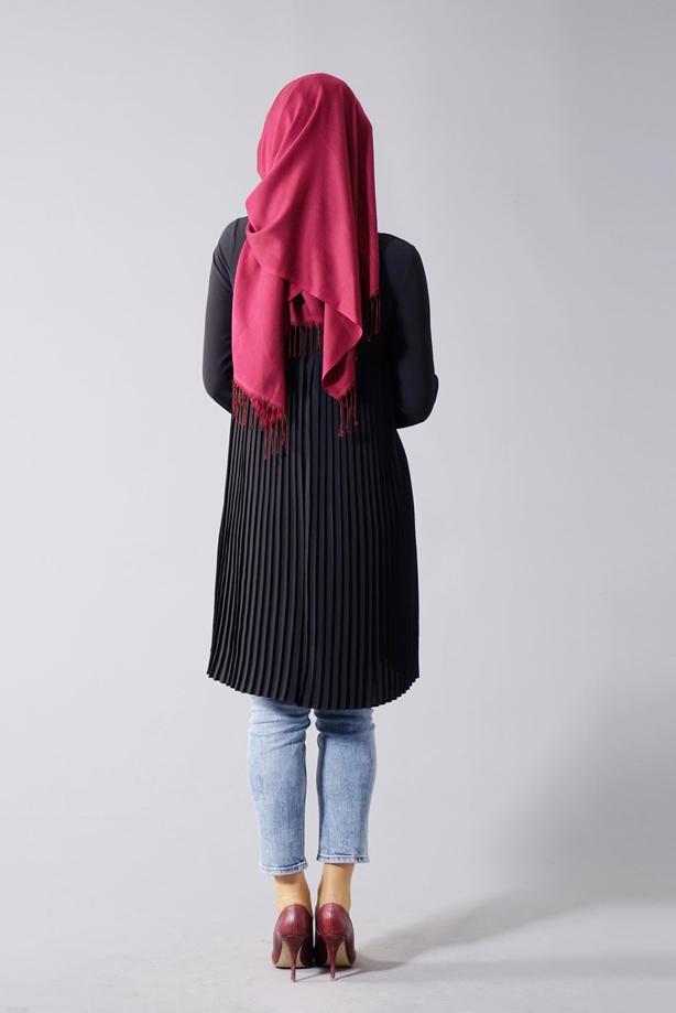 Tesettür giyim  T 804 Hewes Line-Boydan Piliseli Tunik - TRENDTESETTÜR