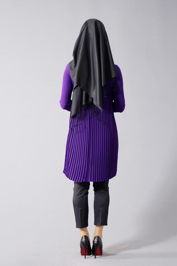 Tesettür giyim  T 804 Hewes Line-Boydan Piliseli Tunik - TRENDTESETTÜR