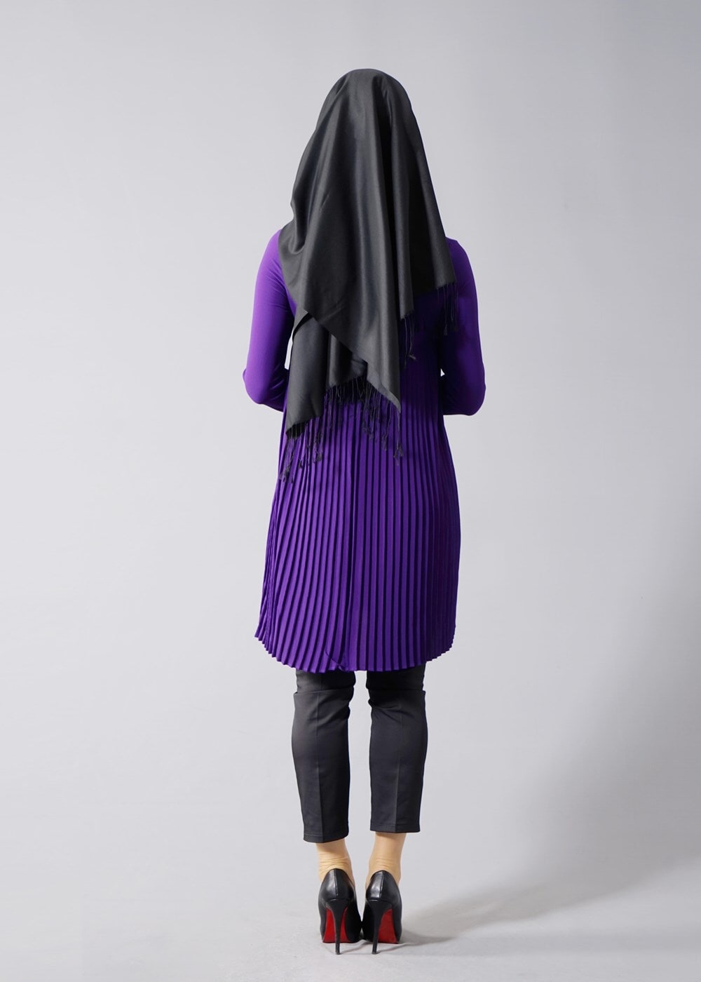 Tesettür giyim MOR T 804 Hewes Line-Boydan Piliseli Tunik