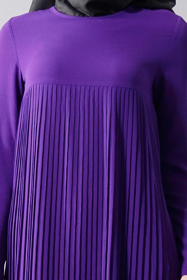 Tesettür giyim  T 804 Hewes Line-Boydan Piliseli Tunik - TRENDTESETTÜR