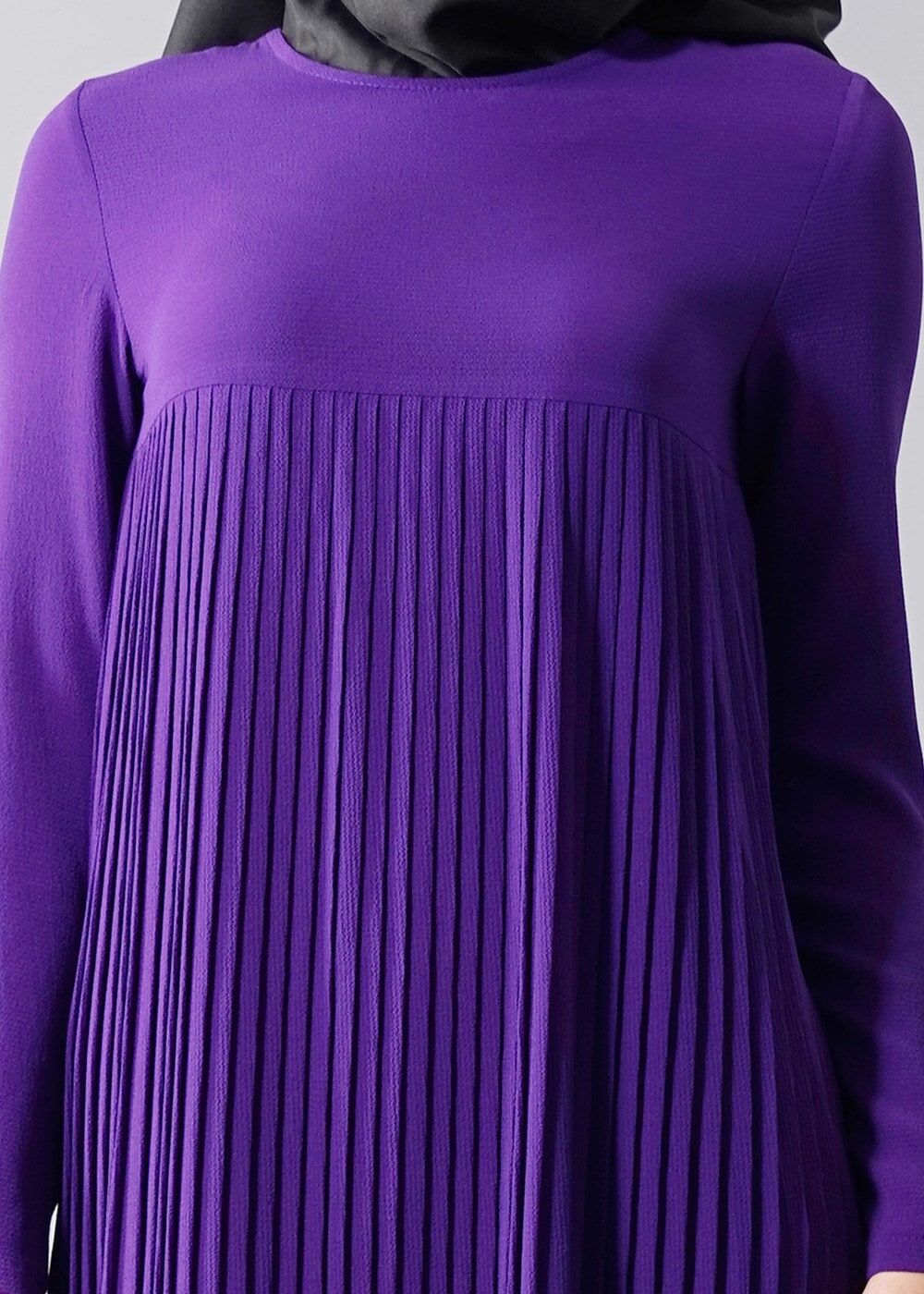 Tesettür giyim MOR T 804 Hewes Line-Boydan Piliseli Tunik