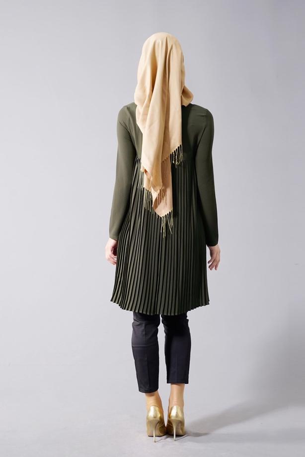 Tesettür giyim  T 804 Hewes Line-Boydan Piliseli Tunik - TRENDTESETTÜR