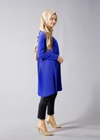 Tesettür giyim LACİVERT T 804 Hewes Line-Boydan Piliseli Tunik