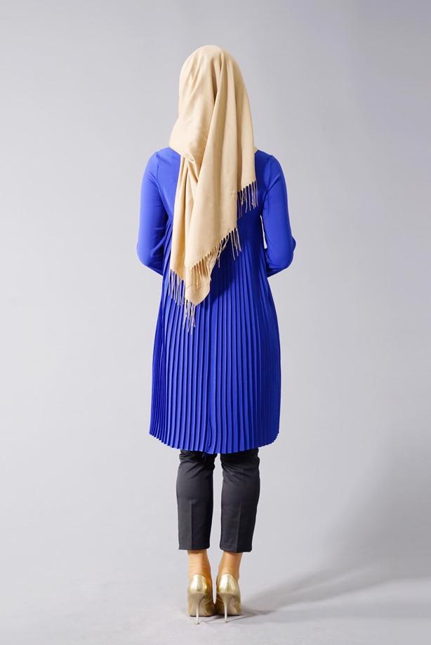 Tesettür giyim  T 804 Hewes Line-Boydan Piliseli Tunik - TRENDTESETTÜR