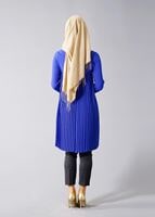 Tesettür giyim LACİVERT T 804 Hewes Line-Boydan Piliseli Tunik