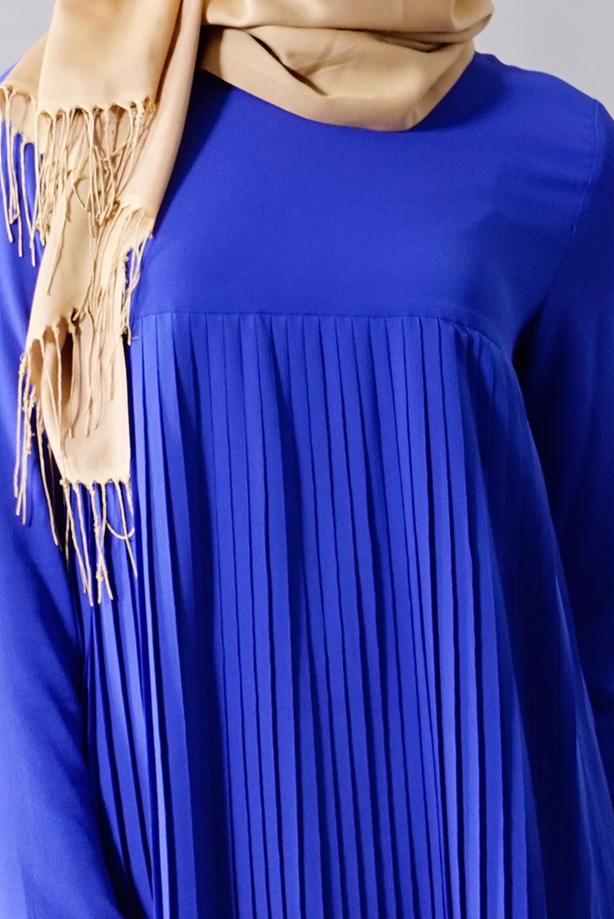 Tesettür giyim  T 804 Hewes Line-Boydan Piliseli Tunik - TRENDTESETTÜR