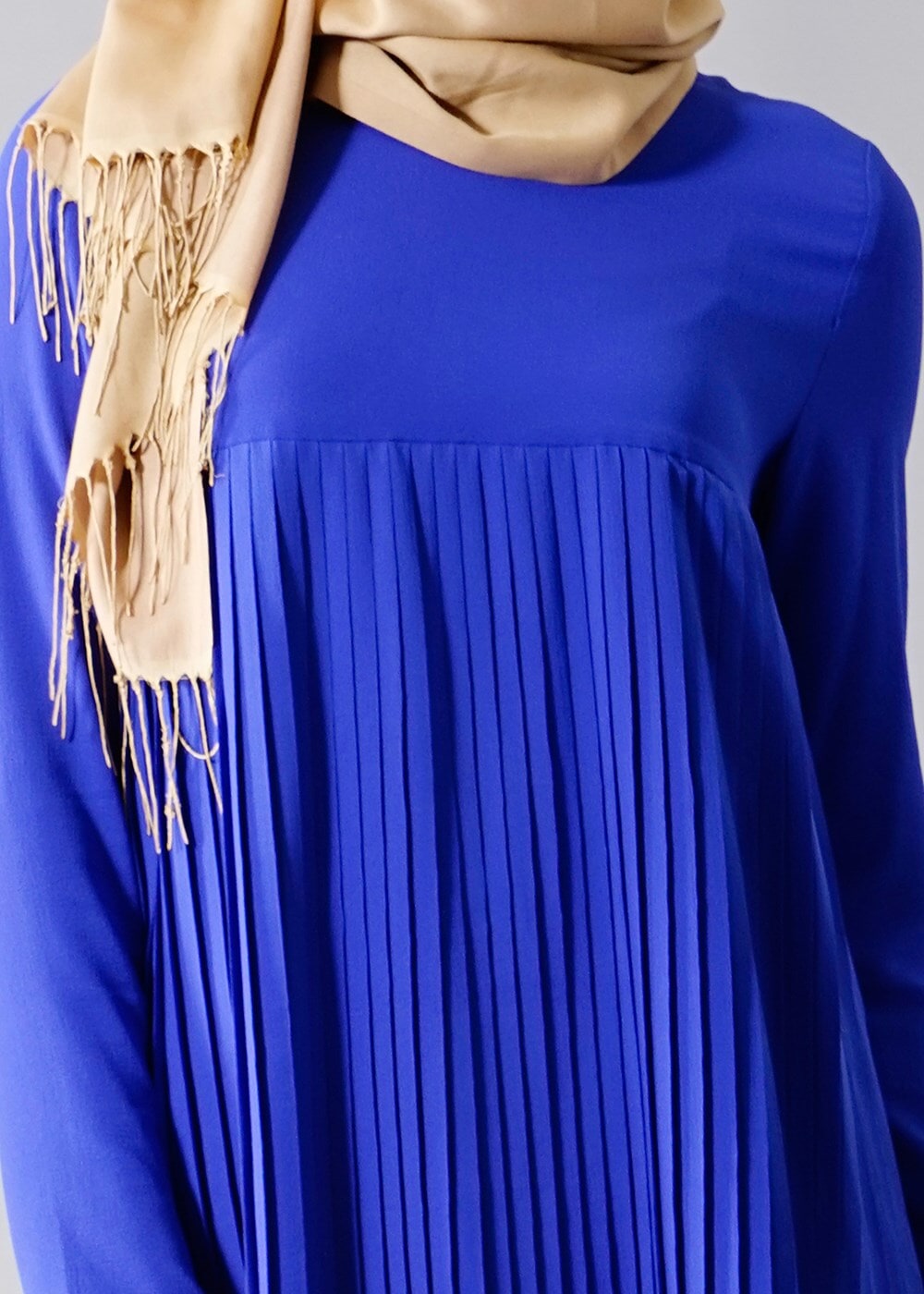 Tesettür giyim LACİVERT T 804 Hewes Line-Boydan Piliseli Tunik