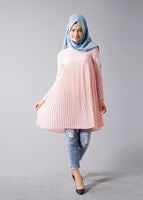 Tesettür giyim PUDRA T 804 Hewes Line-Boydan Piliseli Tunik