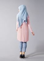 Tesettür giyim PUDRA T 804 Hewes Line-Boydan Piliseli Tunik