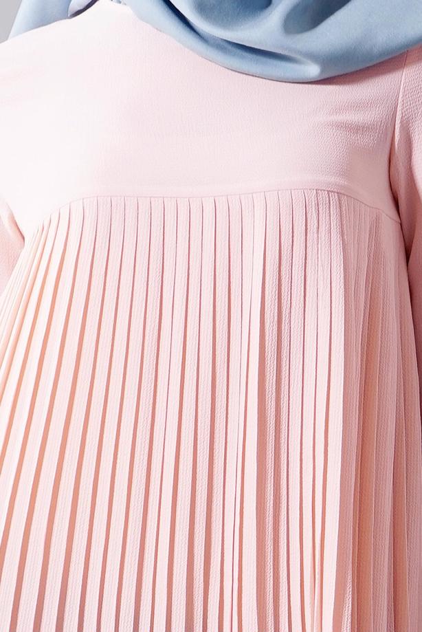 Tesettür giyim  T 804 Hewes Line-Boydan Piliseli Tunik - TRENDTESETTÜR