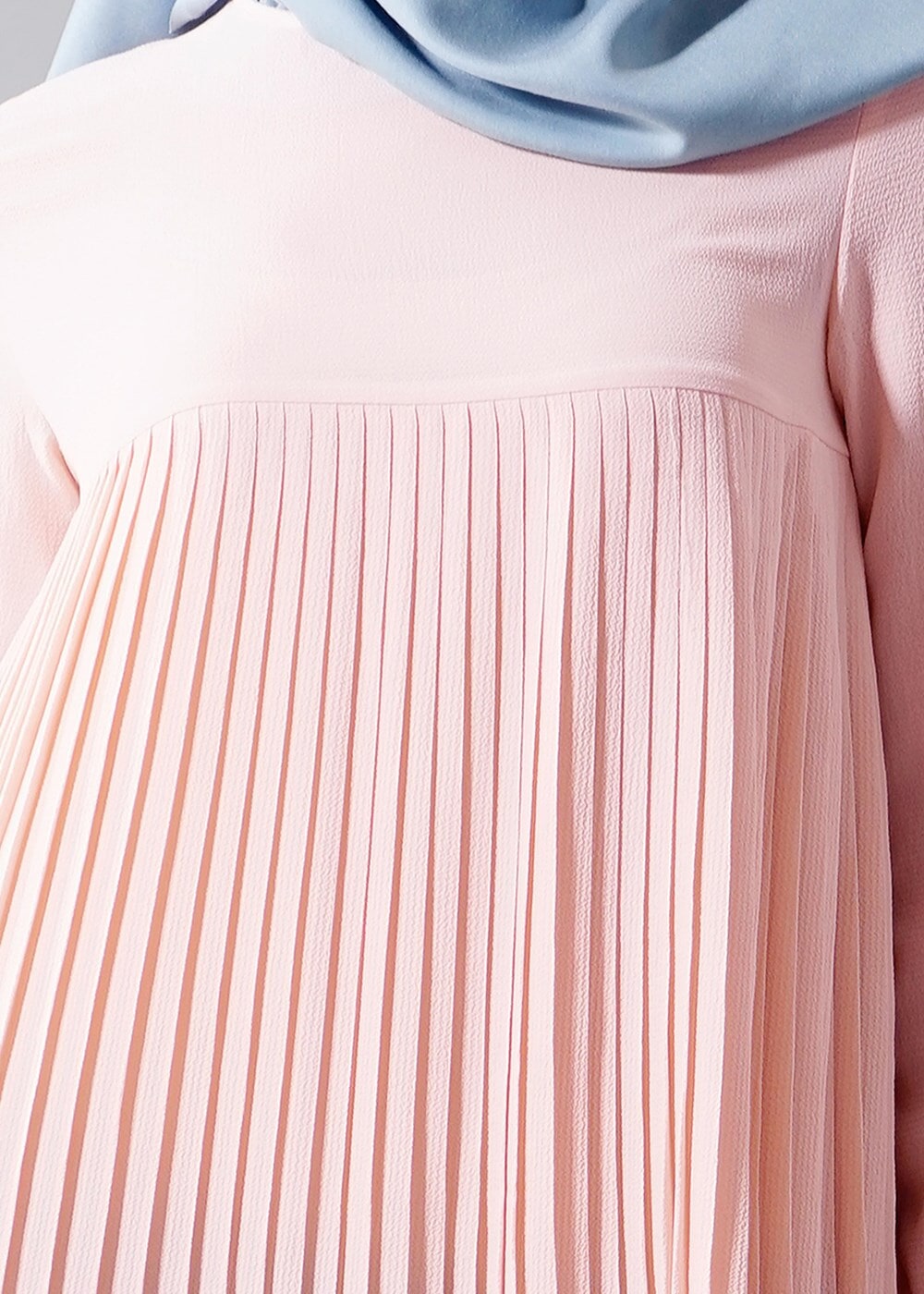 Tesettür giyim PUDRA T 804 Hewes Line-Boydan Piliseli Tunik