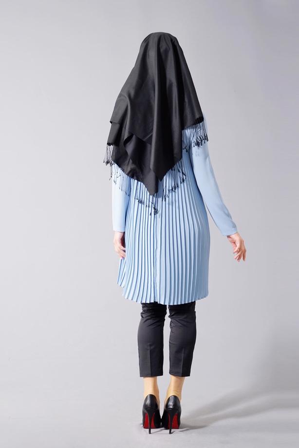 Tesettür giyim  T 804 Hewes Line-Boydan Piliseli Tunik - TRENDTESETTÜR