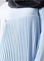 Tesettür giyim MAVİ T 804 Hewes Line-Boydan Piliseli Tunik