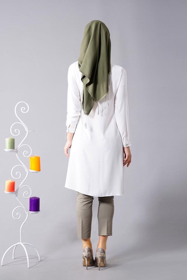 Tesettür giyim  T 815 Hewes Line- Piliseli Tesettür Tunik - TRENDTESETTÜR