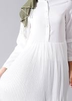 Tesettür giyim KREM T 815 Hewes Line- Piliseli Tesettür Tunik