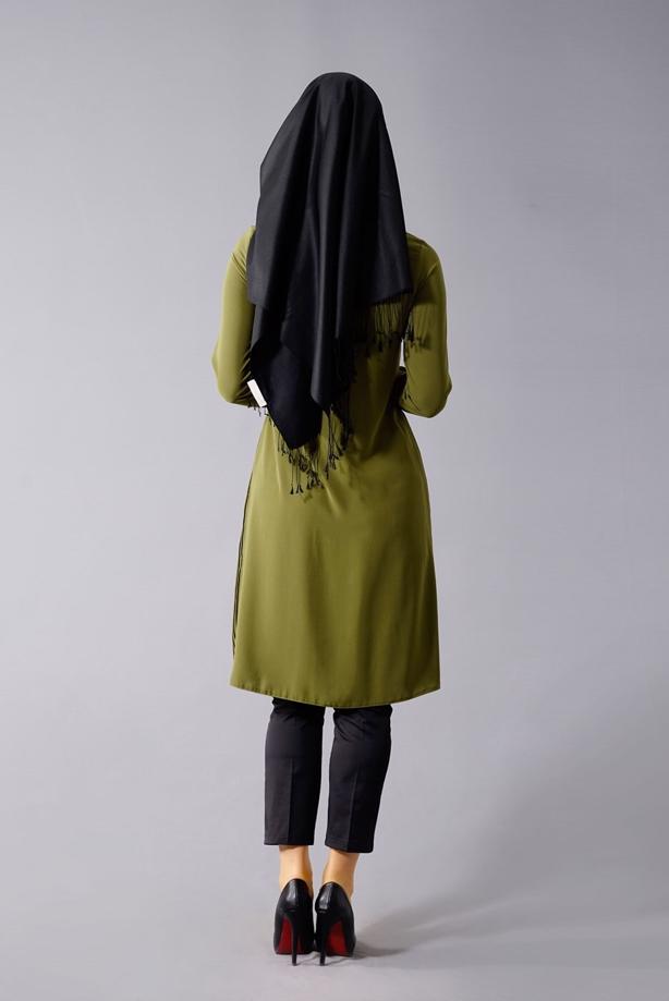 Tesettür giyim  T 815 Hewes Line- Piliseli Tesettür Tunik - TRENDTESETTÜR