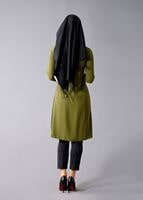 Tesettür giyim YEŞİL T 815 Hewes Line- Piliseli Tesettür Tunik