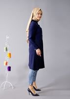 Tesettür giyim LACİVERT T 815 Hewes Line- Piliseli Tesettür Tunik