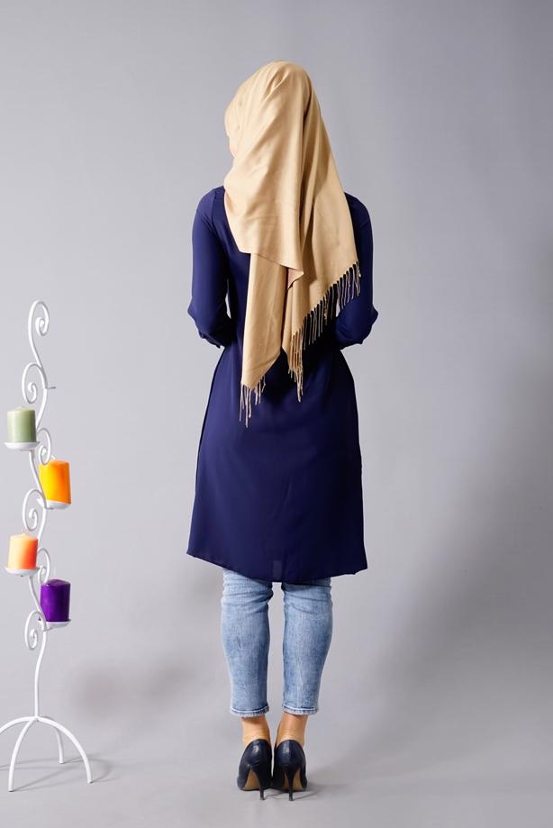 Tesettür giyim  T 815 Hewes Line- Piliseli Tesettür Tunik - TRENDTESETTÜR