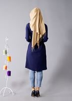 Tesettür giyim LACİVERT T 815 Hewes Line- Piliseli Tesettür Tunik