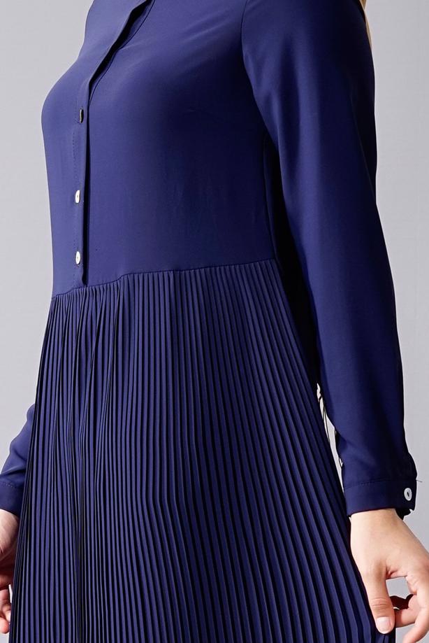 Tesettür giyim  T 815 Hewes Line- Piliseli Tesettür Tunik - TRENDTESETTÜR