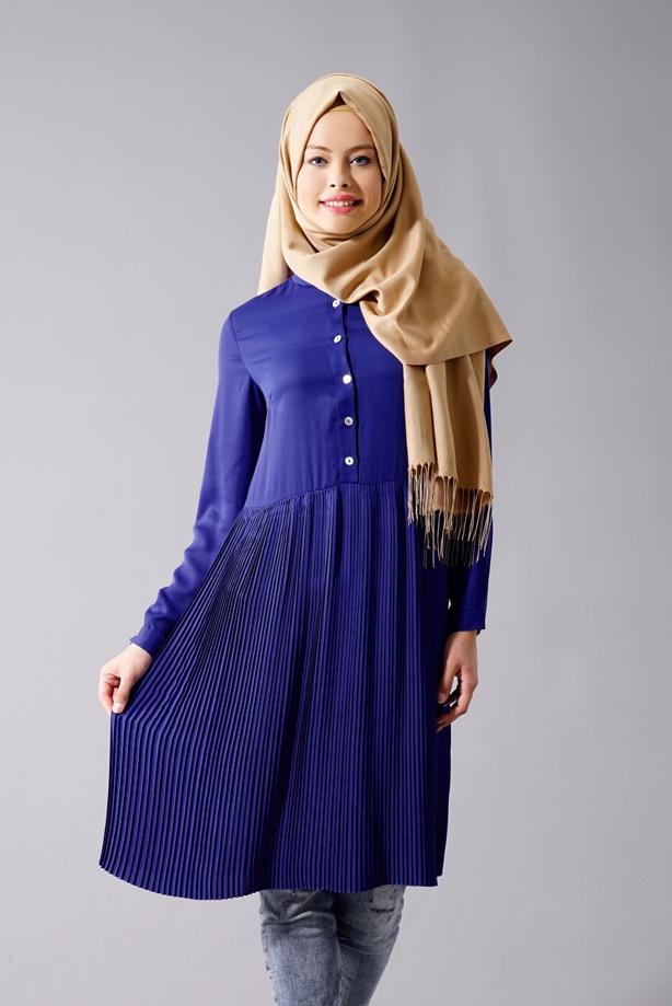 Tesettür giyim  T 815 Hewes Line- Piliseli Tesettür Tunik - TRENDTESETTÜR
