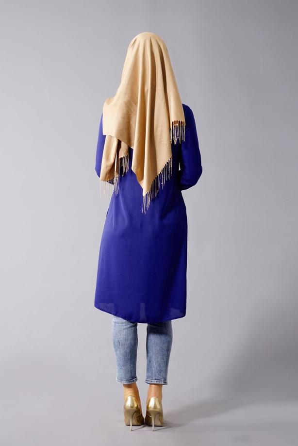Tesettür giyim  T 815 Hewes Line- Piliseli Tesettür Tunik - TRENDTESETTÜR
