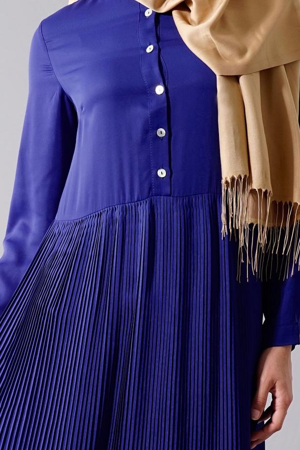 Tesettür giyim  T 815 Hewes Line- Piliseli Tesettür Tunik - TRENDTESETTÜR