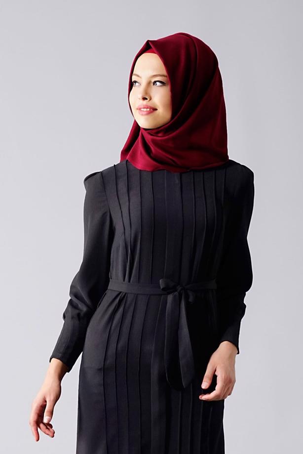 Tesettür giyim  T 817 Hewes Line-Fermuarlı Pileli Tunik - TRENDTESETTÜR