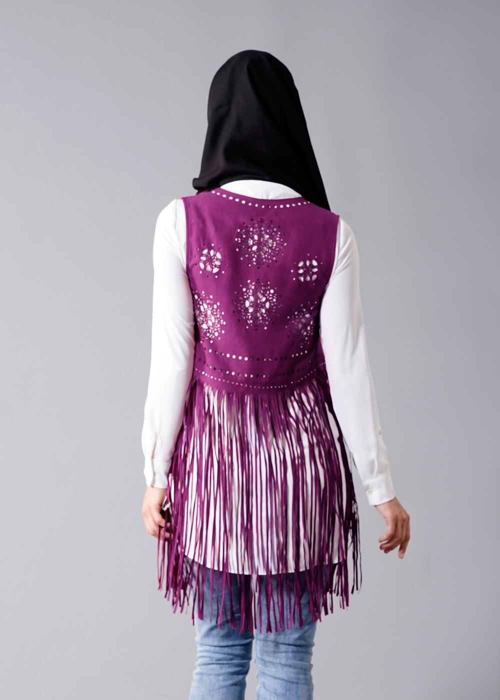 Tesettür giyim MOR T 9281 Hewes Line- Lazer Kesim  Püsküllü Yelek