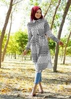 Tesettür giyim SİYAH T 285-1 Hewes Line Şerit Desen Düğmeli Tunik